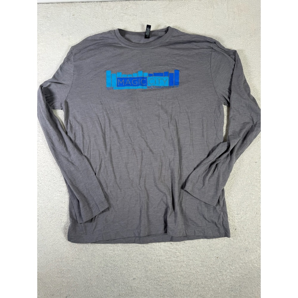 Primease Long Sleeve T-Shirt Mens XL Gray Magic City Half Marathon 2019